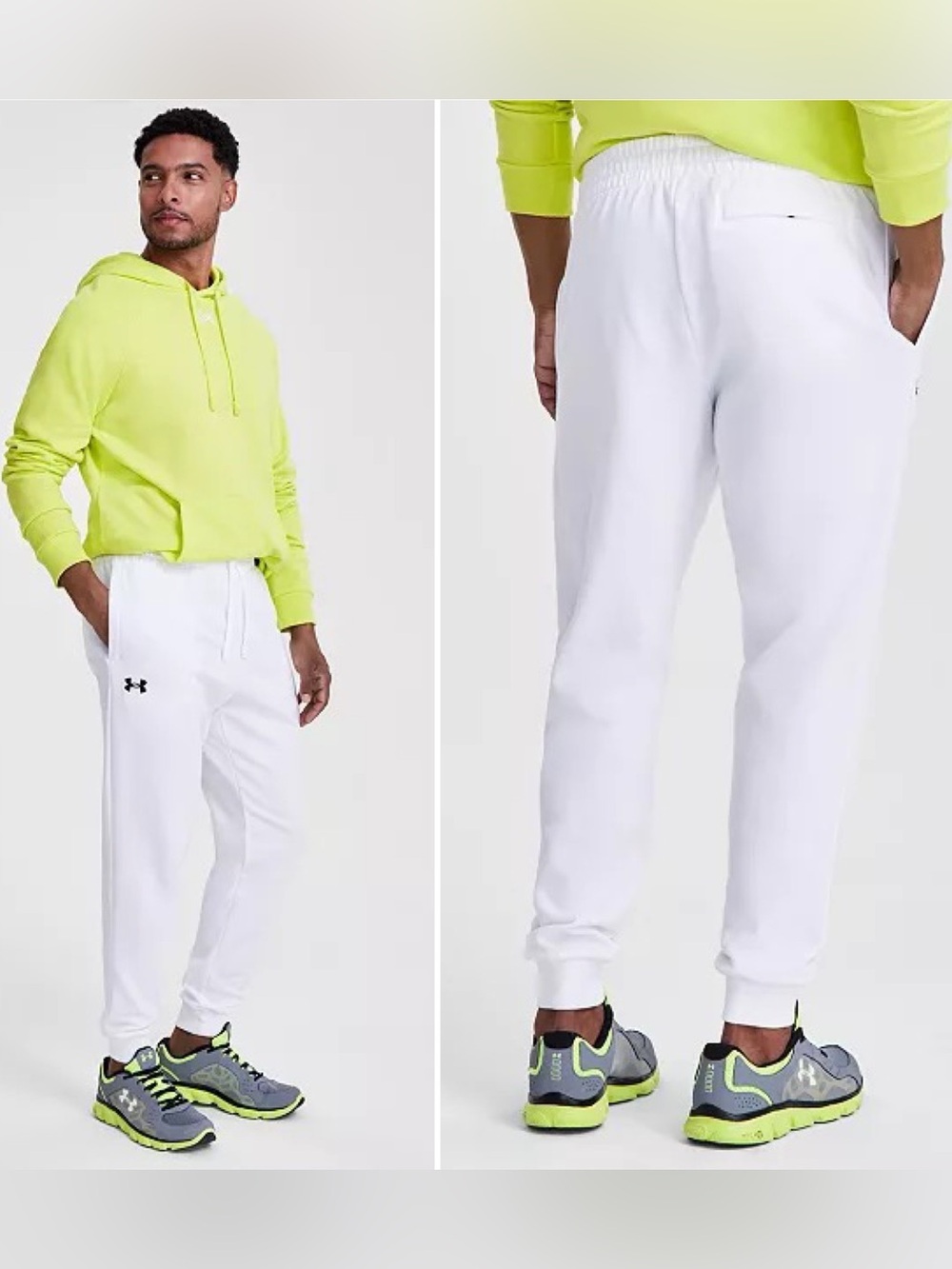 Men's Under Armour Rival Fleece Joggers in White Size Large Tall